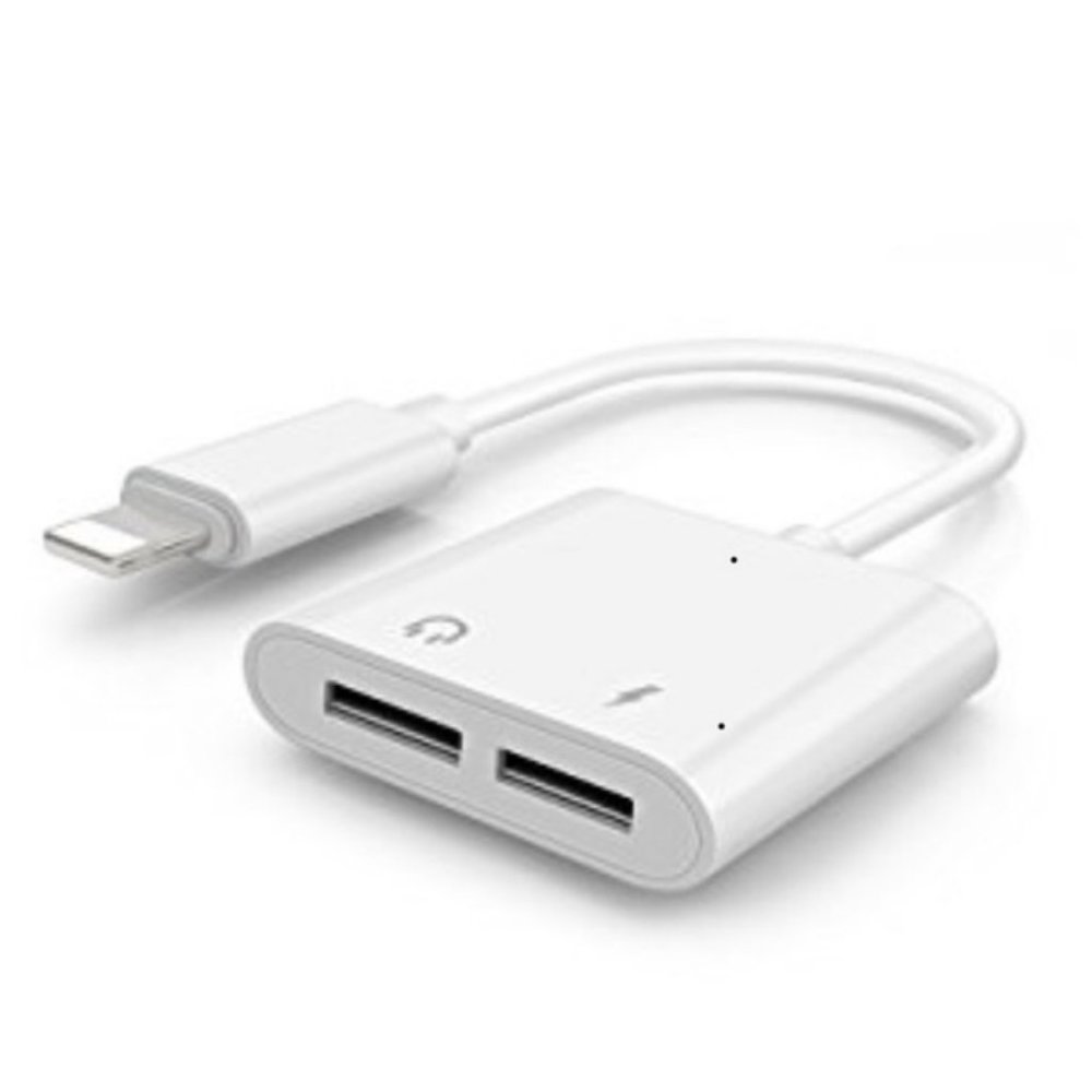2 in 1 Lightning Audio Adapter for iPhone Listen Music Charging 2A NEW